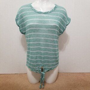 Wet Seal top Large striped tie bottom knit cuffed sleeves